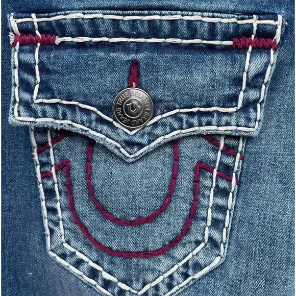 True Religion Mens Ricky Relaxed Straight Super T Flap Denim Pants Blue Sz 25 - Picture 9 of 16